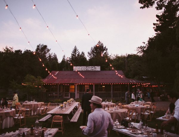 Twinkle lights at ranch wedding