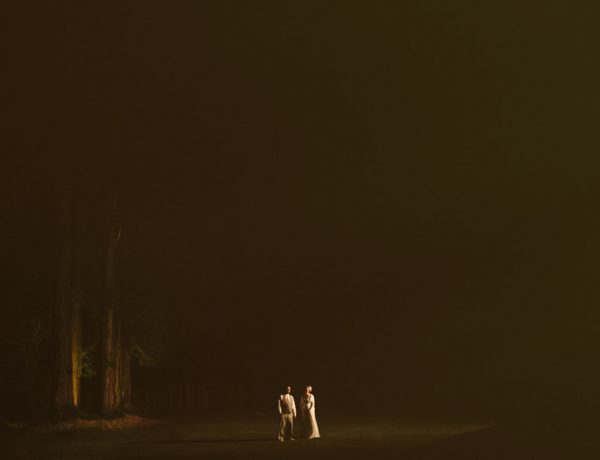 bride and groom at night