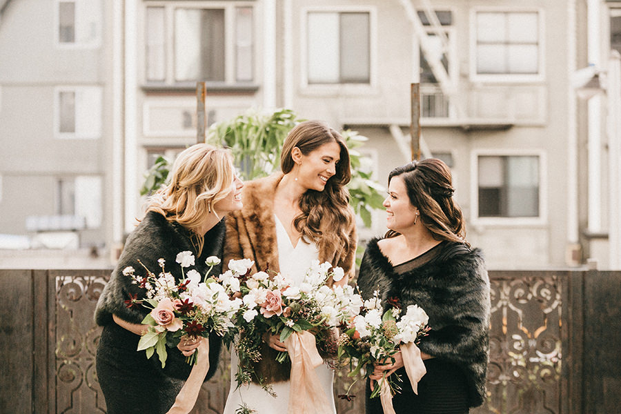 Bridesmaids fur wraps San Francisco